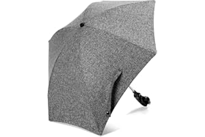 Winload Sombrilla Carrito de Bebé Universal, Irregular Parasol para Protección UV50, Flexible con Soporte para Tubos Redondos y Ovalados, con Abrazadera de Fijación, Diámetro 86 cm, Gris