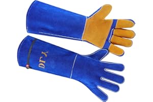 DLY gants de manutention d'animaux, gants anti-morsure - gants chat anti-morsure cuir renforcé Kevlar pour chien, chat griffé, faucon, attrape, reptile, serpent (17.7 INCH / 45CM)