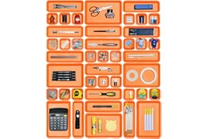 Haobin 42 Pack Interlocking Desk Drawer Organizers,Tool Box Organizer and Storage,Hardware Organizer for Tool Drawer,Desk Drawer Tray Organizer for Kitchen Bathroom Makeup Office