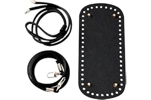 CHGCRAFT 6 Morceaux Bricolage Tricot Crochet PU Sac en Cuir Ongle Fond Shaper Tapis Coussin Base Trous Fermoirs Sac à Dos Accessoires, Noir