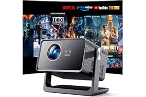 WOLFANG 28000 Lumen Mini proiettore 4K【Netflix Ufficiale & Autofocus/Correzione Trapezoidale】, WiFi 6 Proiettore Portatile con Bluetooth, Videoproiettore Home Cinema con Staffa a 180° per 300" Schermo