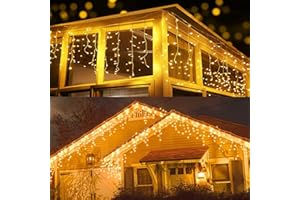 BrizLabs Navidad Cortina de Luces Exterior, 20M 600 LED Carámbano Guirnaldas Luces de Cascada Cadena Luces de Navidad Interior Decoración para Casa Alero Ventana Patio Balcón Boda Bar, Blanco Cálido