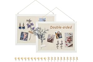 DOLLAR BOSS Cork Board Pin Board with Linen Double-Sided 2-Pack 30 X 40CM, Small Cork Boards for Walls Wood Framed Display Hanging Pin Board, Small Bulletin Board for Home Kitchen Office 20 Pushpins