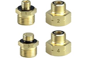 DACKZZM Paquet de 4 Europe Adaptateur Bouteille Gaz, Laiton Adaptateur Gaz, Adaptateur Camping Gaz, pour Connecter Le Régulateur de Pression Aux Bouteilles de Gaz étrangères