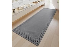 SIXHOME Alfombra de Pasillo Larga Antideslizante Lavable fácil de Limpiar para Comedor lavandería Tapete Cocina Alfombra para Cocina Pasillo Lavadero 60 * 240cm Gris foncé