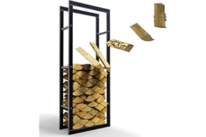 LAWA Living and Lifestyle Kaminholzregal innen VERZINKT 60x25x150 Feuerholzregal innen Brennholzregal außen Metall Kaminofenregal Kaminholzständer Holzlege Schwarz