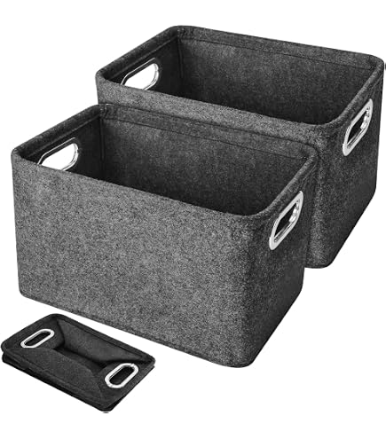 Relaxdays Lot De 4 Paniers à Bûches En Feutre Gris - 30x30x30 Cm, Pliable Avec Poignées