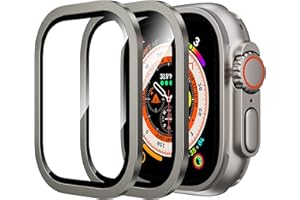 WSKEN for Apple Watch Ultra 2/Ultra Screen Protector 49mm,9H Tempered Glass + Titanium Alloy Frame, [Keep Original] [Touch Sensitive] Lightweight Protective Glass Film for iwatch Ultra 2 Pack