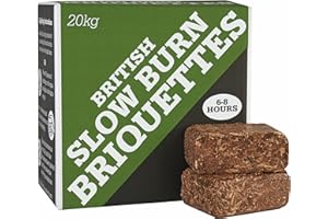 GWERNYFED WOOD Premium Slow Burn Briquettes - 6 to 8 hours Perfect for Log Burners & Wood Stoves. 20 Briquettes Per Box .Eco Friendly – Made in Wales (1 x 20Kg Box)