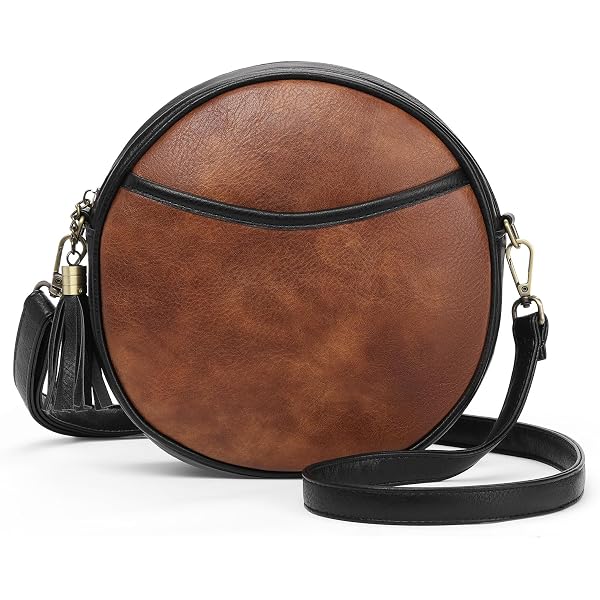 Madosh Genuine Leather Round Crossbody Bag - Small Circular Purse With Adjustable Strap, Black - View #9