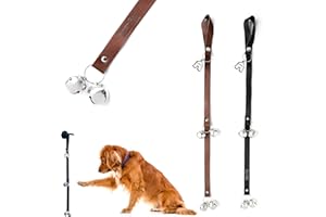 Mighty Paw Leather Dog Doorbells - Durable Jingle Bells for Potty Training - Includes Wall Hook - Doggy Bells Toilet Training - Dog Wee Bell - Chew Proof Leather - Doggy comfort Designed - Black