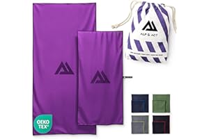 ALP & ACT Toallas de Microfibra Set de 2-100% recicladas - Extra COMPACTAS y ultraligeras - 150x70 cm + 100x50 cm - Toalla de Viaje, de Playa y para Deporte - Paños Incluye Bolsa - Rosa