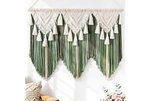 Dremisland Boho makramé vägghängande stor geometrisk vävd gobeläng beige bomull väggdekoration tofsar gobeläng väggkonst deko
