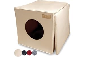 KaraLuna Panier Chat Beige I Accessoire Kallax Chat I cachette caverne Chat Couchage Niche Panier Coussin Grotte Igloo Chat lit Maison Chat Interieur pouf