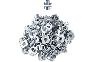 LIKERAINY T Dado Filettato M6 x 10mm T-nuts Dadi a Quattro Punte T-Scanalatura Inserti Blindati Dado a Ragno in Metallo Placcato Zincato per Mobili de Legno 200Pcs