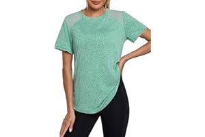 Terecey Maglietta Sportiva Donna Traspirante Maglia Palestra Indietro in Rete Magliette Palestra Girocollo Maglia Trekking Asciugatura Rapida per Jogging Running Yoga Corsa S-XXL