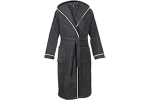 LAYNENBURG Bademantel Herren Frottee - Kapuze - Lang - 100% Baumwolle (360g/m2) - OEKO TEX Standard 100 - Größe M, L, XL, XXL, 3XL