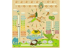 WoodyWood® Kalenderuhr für Kinder - Lernuhr aus Holz, zweisprachig, 30 X 30 cm - Montessori Jahresuhr zum Lernen der Uhrzeit, dem Datum, der Wochentage, Monate, Jahreszeiten und des Wetters
