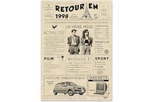 FESTYSPARK Cadeau Original Retour en 1998 - Idée Cadeau 27 Ans Femme et Homme - Carte Anniversaire 27 ans Femme et Homme - Decoration Anniversaire 27 ans Femme - Carte d’Anniversaire avec Félicitations