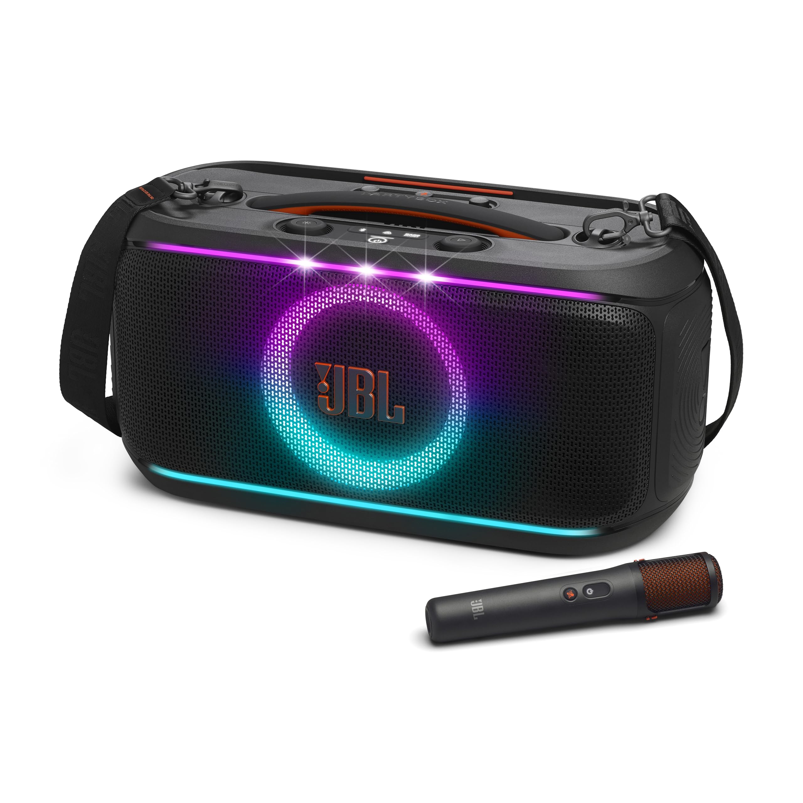 JBL PartyBox On-the-Go 2 Plus - Portable Party Speaker - Black | Instant karaoke with EasySing AI vocal removal from any song, Fine-tune your performa
