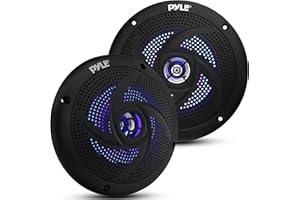 Pyle Haut-parleurs Marine- Enceintes Extérieurs Étanches 6.5 Pouces - Slim à Profil Bas pour Bateau, Wakeboard, Tour et Terrasse,Haut-Parleur étanche-Système Audio Stéréo lumières LED 240 W - Paire