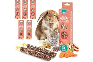 Best Friend - Snack Naturali Cotti al Forno per Conigli, Cavie e Cincillà. Gustosi stick e ricchi di vitamine con legno di betulla per denti sani | Frutta, 5 Pack x 115 g