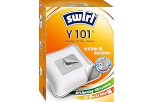‎SWIRL Y 101 EcoPor Staubsaugerbeutel (4 Beutel) für einige Grundig, Privileg, Severin Staubsauger, 99,9% Filterung von Hausstaub & allergenem Feinstaub