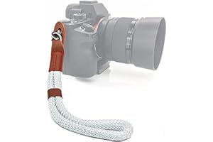 MyGadget Correa Muñeca para Cámara - Cordón Empuñadura de Mano para Cámaras - Camera Wrist Strap para Reflex | DSLR | Mirrorless | Compacta - Blanco Plateado