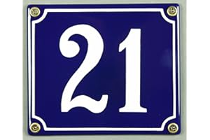 BUDDEL-BINI VERSAND Emaille Hausnummernschild - Wählen Sie Ihre Nummer - Zahlen 1 bis 30 verfügbar - blau/weiß 12x12 cm und 12x14cm - sofort lieferbar! Hausnummer Schild wetterfest und lichtecht (21 blau/weiß 12x14cm)
