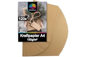 ‎OFFICETREE OfficeTree 120x Kraftpapier A4 130g - Craftpapier A4 - Kartonpapier zum Basteln Hochzeit Einladungen, Menükarten - Braunes Papier - Kartonpapier - Craft Papier zum Drucken und Schreiben
