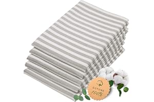 ZOLLNER 5 strofinacci in cotone 50x70 cm - canovacci assorbenti e lunga durata - lavabili a 60°C - a righe grigie e bianche - Qualità gastronomica - certificato OEKO TEX (R)