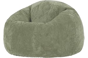 icon Kingston Cord Bean Bag, Sage Green, Large Adult Bean Bag Chair with Filling Included, Comfy Chair, Pouffe Footstool, Living Room Furniture, Bedroom Furniture