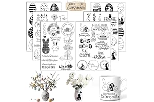 AOIUENOK Rub On Sticker Ostern, 6 Stück A5 Rub On Aufkleber, Rub On Folie Transferaufkleber, Sprüche für Raysin, für Möbel, Glas, Holz, Scrapbooking, DIY Basteln Deko (OsternⅡ)