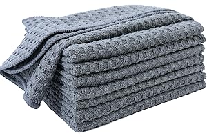 POLYTE Ultra Premium Microfibre Kitchen Dish Cloth Waffle Weave, 8 Pack (30x30 cm, Grey)