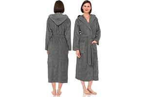 NAUSHA.HOME Luxury Hooded Bathrobe Mens & Ladies Dressing Gown 100% Cotton Terry Toweling Shawl Robe Perfect For Hotel & Spa Soft Stylish Robe