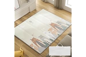 Lertantri Faltbarer Spielteppich, wasserdicht, faltbar, für Kinder, 150 x 180 cm, wendbar und ungiftig, Kinderteppiche, mit Tragetasche