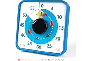 TWENTY5 SEVEN 19CM Visual Timer, 1 Hour Countdown Timer, Kitchen Timer, Loud Alarm Sound 60 Minutes, for Classroom Teaching Homework Games Cooking Office Meeting, Blue Fish Pattern