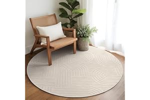 Enyhom Okrągły dywan, puszysty, nowoczesny, zmywalny, do salonu, beżowy, antypoślizgowy dywan do sypialni, nie gubi włosia, miękki dywan, 160 x 160 cm