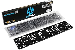 LLCTOOLS 2 portatarga senza telaio per auto – targhe standard tedesche – Dimensioni 520 x 110 mm – Mantenete saldamente e sicure le targhe dell'auto