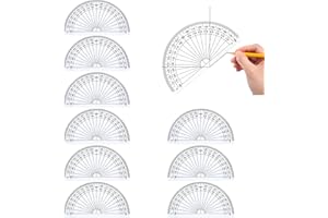 FUZVOL 10 PCS Plastic Protractors 180 Degree Protractor for Students Teachers Office School Drafting and Measuring Math Tool for Angle Measurement with Semicircle