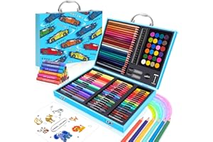 CutteeyFyry Maletín De Pinturas Para Niños 4-12 Años, Automóviles, Con Rotuladores, Acuarelas, Crayon, Lápices De Colores - Regalos