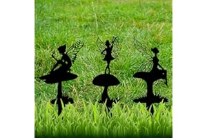 JGZTJXNK Garden decoration, 3-piece set, metal flower fairy, suitable for patio, flower pots, lawn, flower bed decorative gifts