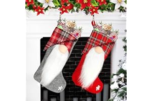 ZEACKUQ Nikolausstrumpf Groß, 2er Set Nikolausstiefel zum Befüllen Vliesstoff Weihnachtsstrumpf zum Befüllen und Aufhängen, Personalisiert Weihnachtssocken Kamin Deko Wichtel Nikolaus Muster Weihnachtsdeko