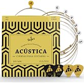 BELFORT Acoustic Guitar Strings Phosphor Bronze, Set of 6 + 4 Plectrums | Coating: 2 x Durable &amp; Rustproof Includes Extra Ele