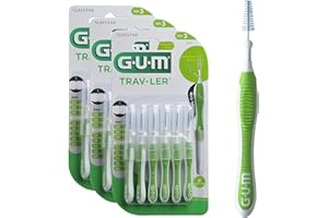 GUM TRAV-LER cepillos interdentales | mango flexible | higiene eficaz entre los dientes y eliminación de la placa | 1.1mm, ISO 3 | Tamaño M | Paquete de 3x6