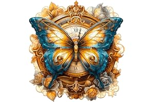CHARMIBLE Puzzle in legno per adulti, 270 pezzi, orologio a farfalla, 34 x 31,7 cm, puzzle in legno, irregolare e unico, a forma di animale, con confezione regalo in legno