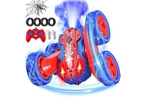 Kssvzz Spider Ferngesteuertes Auto, 2.4GHZ RC Spielzeug Auto für Kinder, RC Stunt Car 360° Flip Offroad mit LED Blinken & Sprühnebel, Spielzeugautos Ferngesteuerte für Jungen ab 3-12