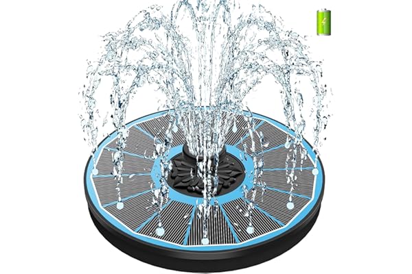 SZMP Fontaine Solaire Flottante 3.5W avec Batterie 2000mAh, Solaire Flottant Extérieur Fontaine Pompe Bassin Solaire avec 8 Buses & 4 Tiges Fixes, pour Bain d'oiseaux, Piscine, Jardin Fontaine