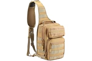 UBORSE Sac à Bandoulière Tactique Sac de Poitrine Militaire Sac à Dos d'assaut pour Randonné,Chasse, Trekking et Camping (Kaki)