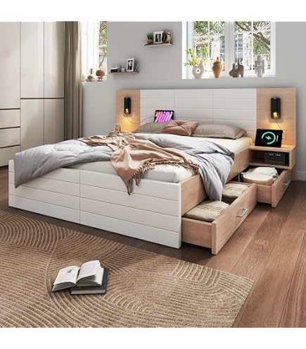 Lit coffre 140x200cm, tête de lit avec prise USB-C,cadre de lit Lit coffre 140x200cm, tête de lit avec prise USB-C,cadre de lit